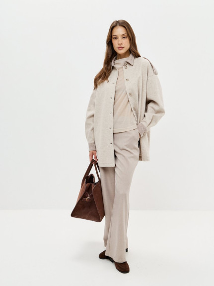 18081-14 Пальто-бомбер бежевый