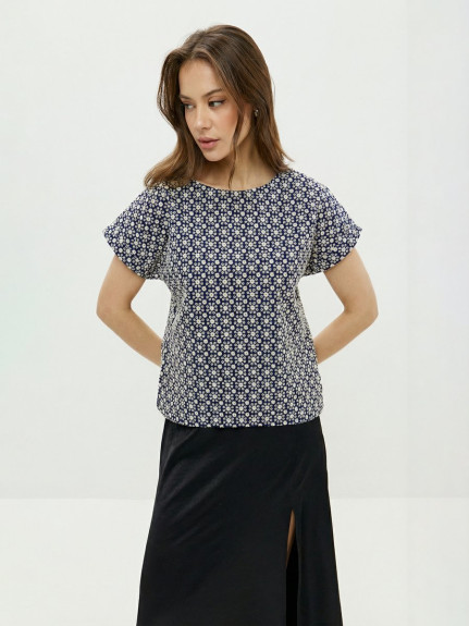 13278-03 Блузка тёмно синий